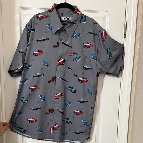 DIXXON Gray Shirt with Colorful Car Print - Picture 1 of 3